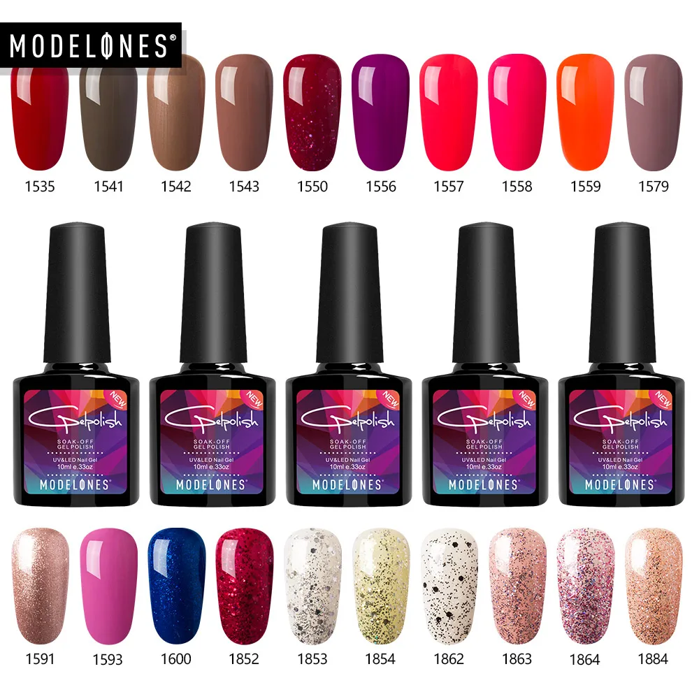 

Modelones Led Nail Gel Polish Shiny Glitter UV Nail Gel Varnish Nail Art Salon Nail Gel Lacquer Semi Permanent Hybrid Varnish