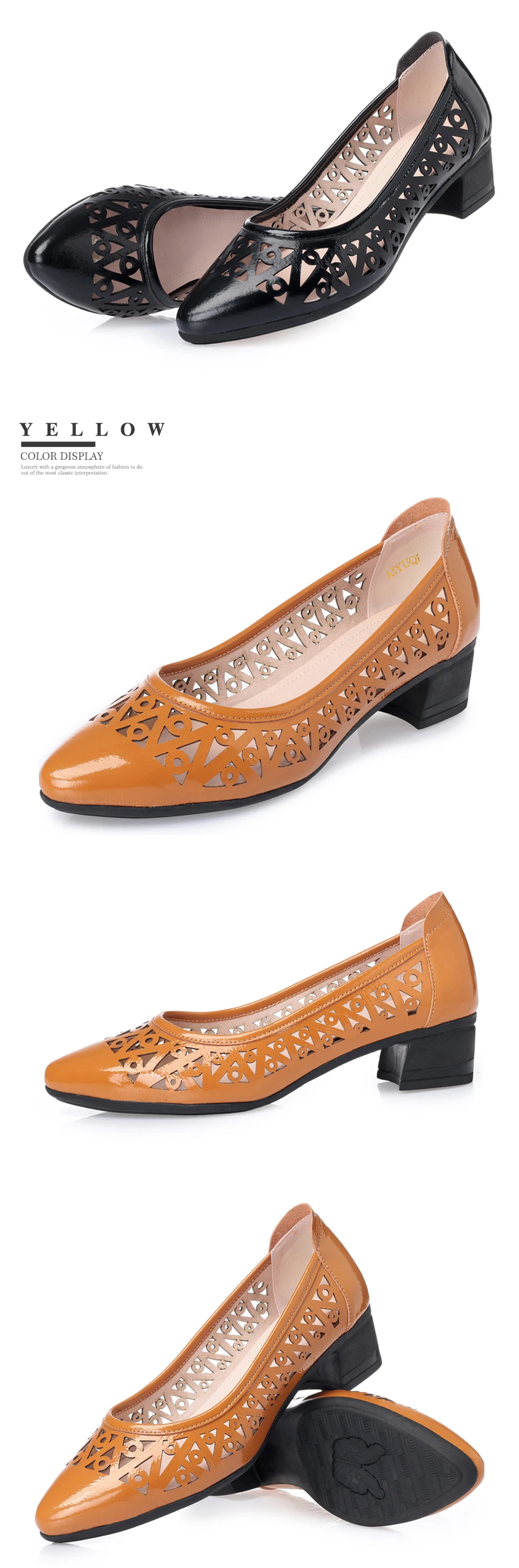 AIYUQI/Большие размеры 41,#42,#43,# женские босоножки Летняя женская обувь из натуральной кожи Удобная Повседневная дышащая обувь с отверстиями женская обувь