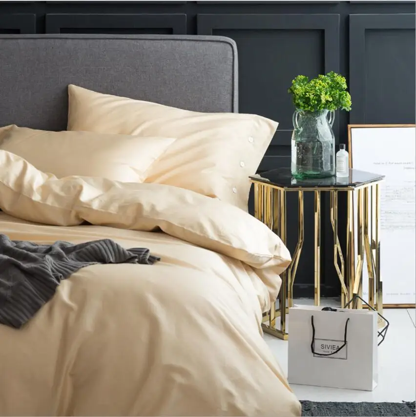 

Beige Egypt Cotton Luxury Bedding Set King Queen Size Solid Color Bed Cover Hotel Duvet Cover Bedsheet Pillowcases 23 design