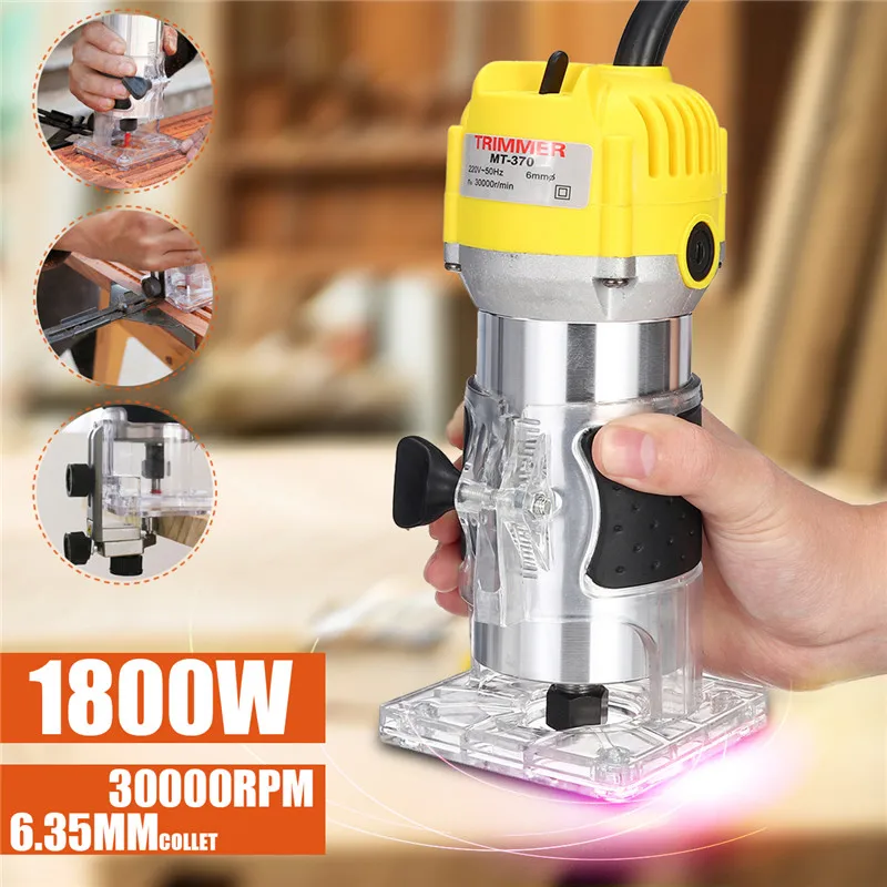 Recortadora de Mano Eléctrica de 110 V/220 V de 1800 W, enrutador de madera de 6,35mm, máquina de corte para cortar madera LAMINADOR Router herramienta - 2