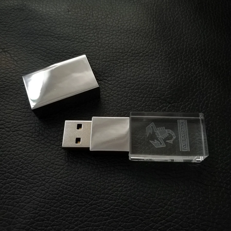 Хрустальный стеклянный USB флеш-накопитель 64 ГБ, персональный Автомобильный логотип, флеш-накопитель 8 ГБ 16 ГБ 32 ГБ, светодиодный флеш-накопитель USB на заказ, подарок