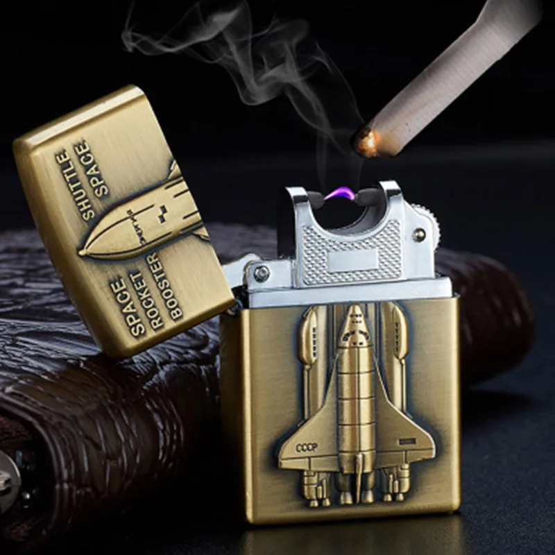 

3D Pattern Plasma USB Lighter Electronic Cigarette Accessorie Pulse Arc Torch Lighter Windproof Thunder Metal Bronze Plasma