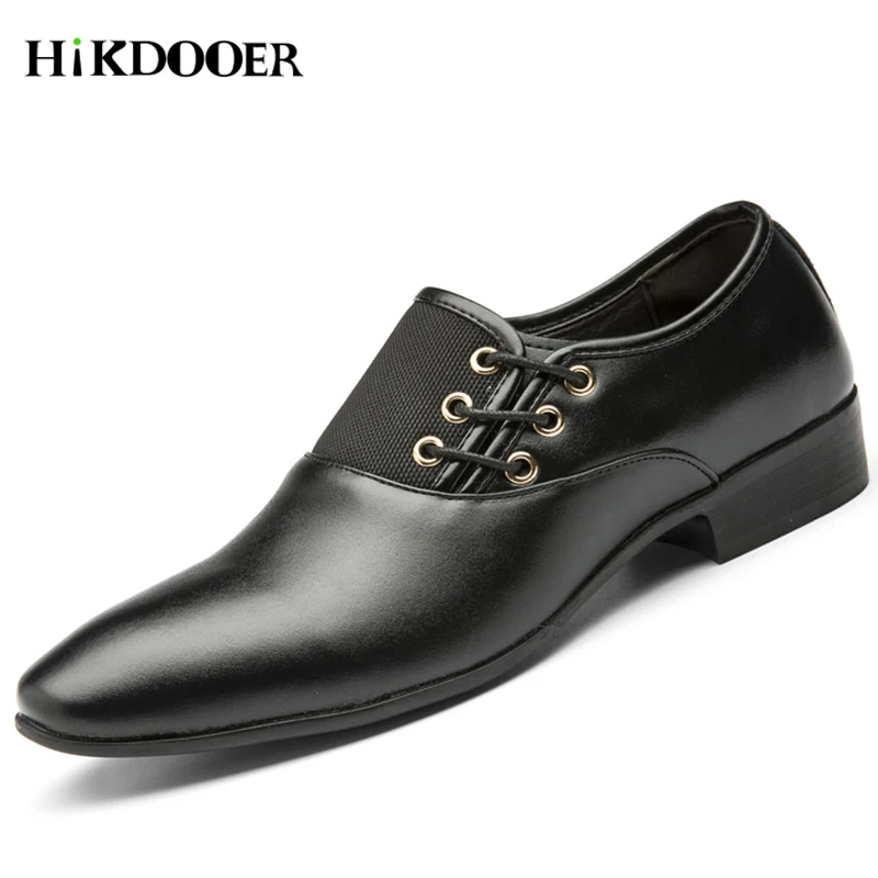 

England Style Fashion Men Dress Shoes Pointed Toe Vintage Brand Business Male Formal Dress Shoes Flat Patent Leather Shoes