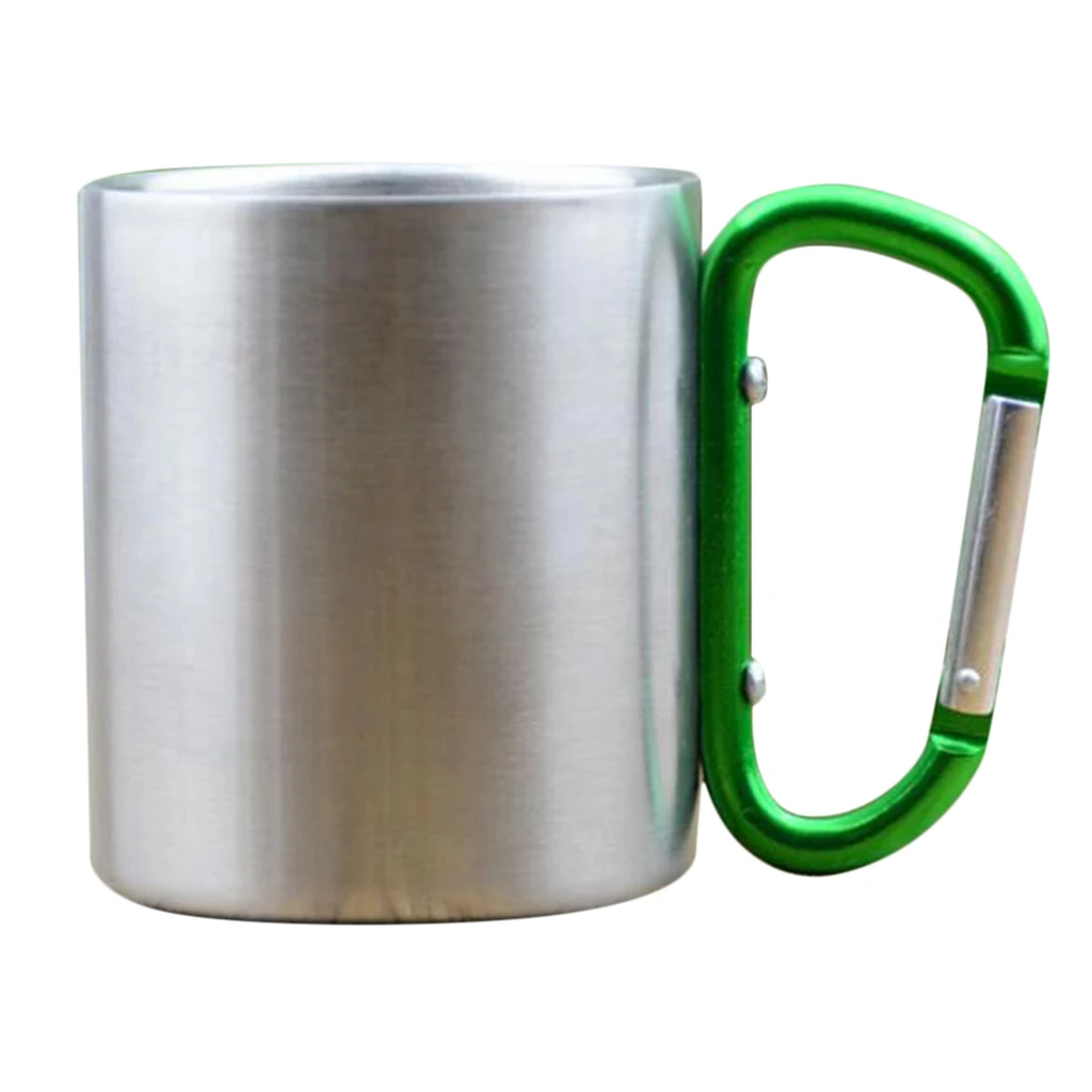 Amagogo 150ml Camping Mug Carabiner Lock Metal Outdoor Backpacking Travel Cups Beer Coffee For Climbing