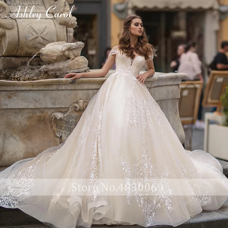 Ashley Carol Elegant Wedding Dresses For Women 2023 Sexy Sweetheart Cap Sleeve Chapel Train Wedding Gown Vestidos De Novia 4