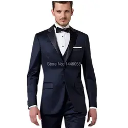 2017 высокое качество индивидуальный заказ итальянский Темно-синие Для мужчин S Костюмы с курткой Брюки для девочек мужской костюм для Для