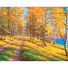 Осенний пейзаж, узоры, сделай сам, масляная живопись по номерам, цветы, картины, холст, живопись для гостиной, настенное искусство, домашний декор