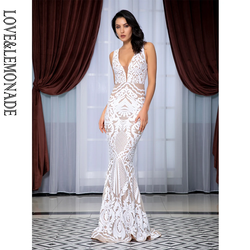LOVE&LEMONADE Deep V-Neck  Geometric Sequins