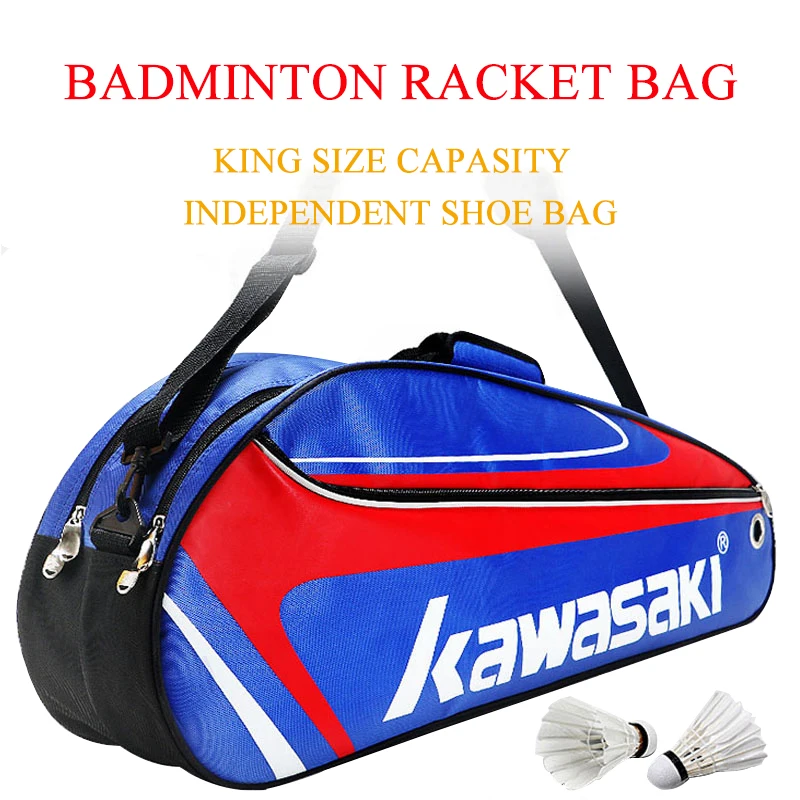 Kawasaki raqueta de bádminton bolsa impermeable hombro raqueta de Squash deportes de equipo bolsas pueden contener 3 raquetas con bolsa de zapatos