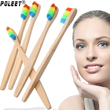 1 предмет красочные головы бамбука Зубная щётка экологически дерево Зубная щётка Новинка Бамбука зуб Кисточки нейлоновая щетина