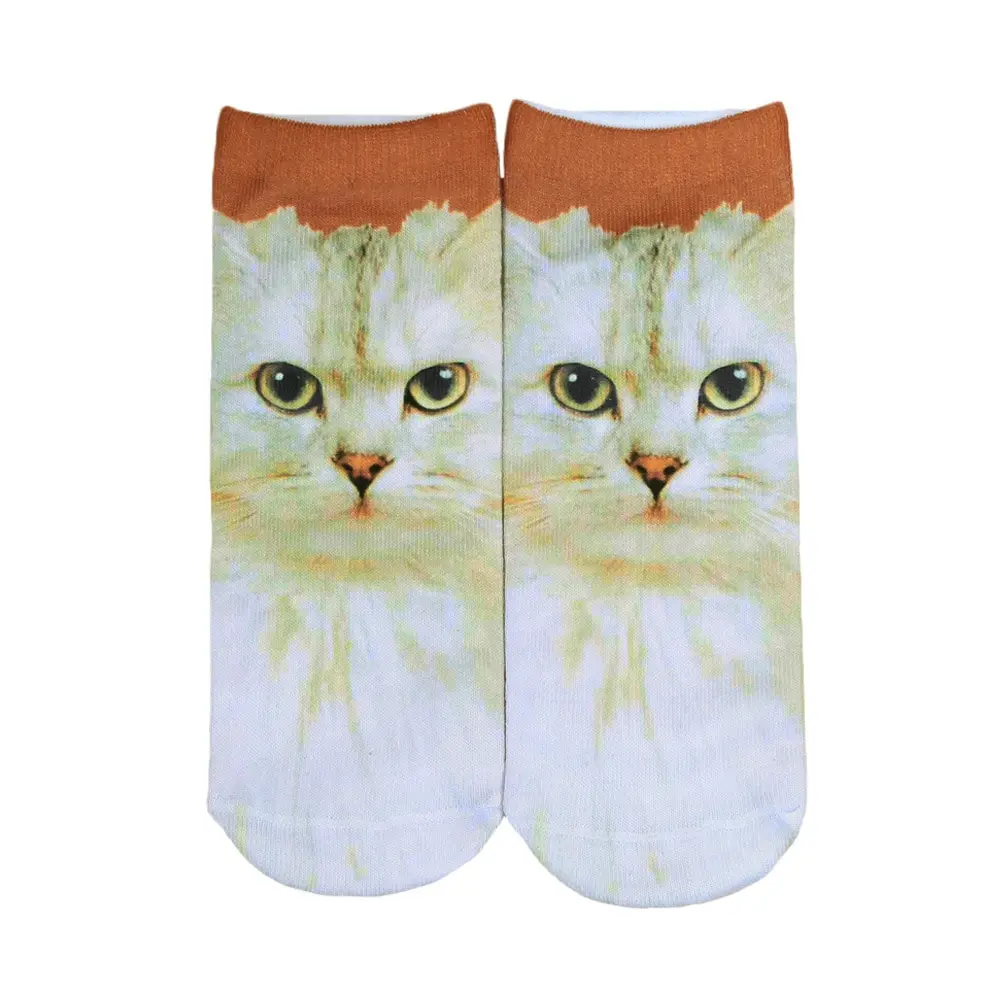 Дышащие носки унисекс милые цветные повседневные носки с 3D-принтом и низким вырезом 20 см/8,7 дюйма Мягкие носки с котами из мультфильма - Цвет: 3
