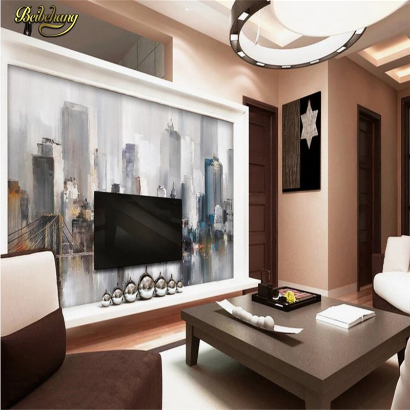 

beibehang Custom City Landscape Oil Painting papel de parede 3D wallpaper living room Art mural murals wall papers home decor