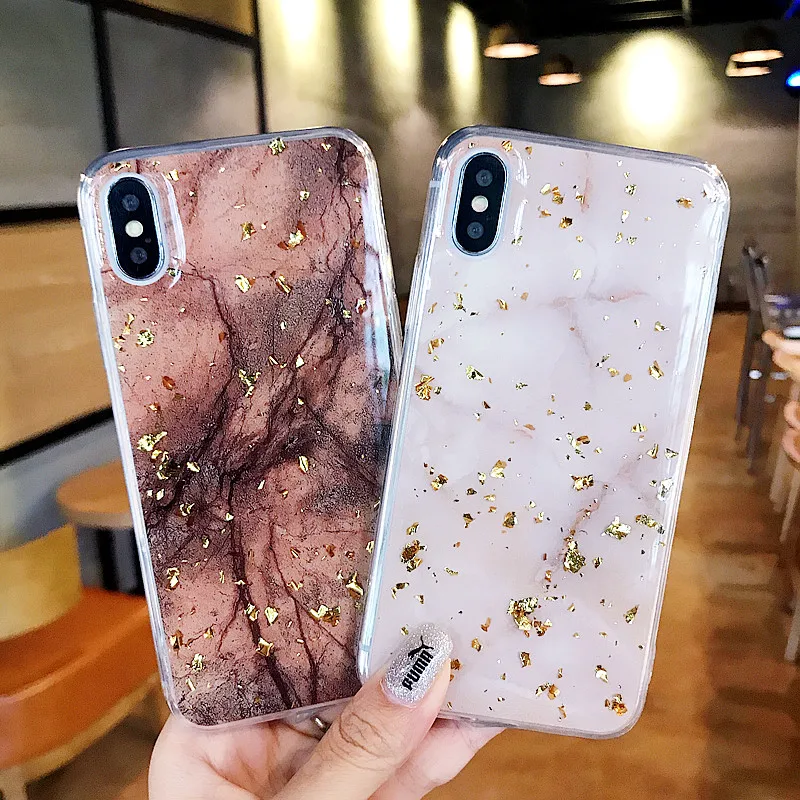 Чехол Из Мраморной золотой фольги для iphone XS MAX XR X 10 6 6s 8 7 Plus мягкий силиконовый