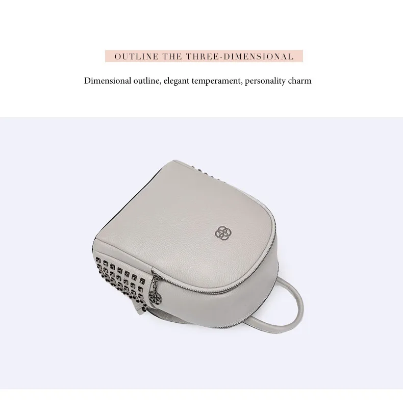 Fashion Women Backpack Ladies Handbag Shoulder Bag Leisure Upscale Genuine Leathe Bag With Rivet protection For Girl College Bag         H51940151-1 (10)