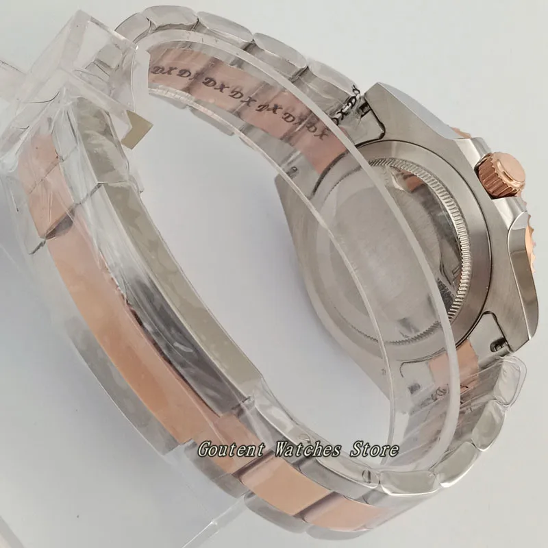 40 мм блигер/стерильный черный для набора, розовый, золотой сапфировый стеклянный керамический ободок GMT Ручной Автоматический мужские часы