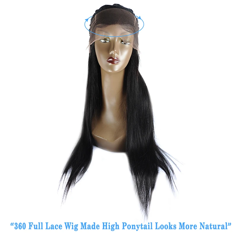 Remyblue 360 кружевных фронтальных париков перуанские прямые волосы парик с волосами младенца Remy человеческие волосы натуральный черный парик для женщин - Цвет: Естественный цвет