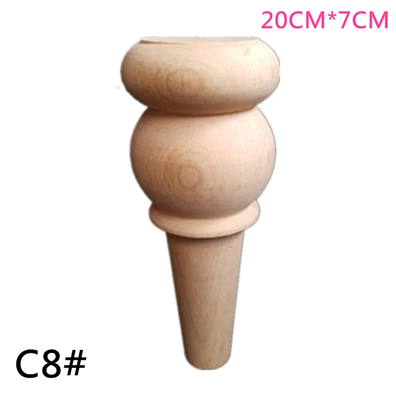 

4PCS/lot 20x7cm Furniture Wood Round-footed Solid Wood Sofa Foot TV Television Cabinet Foot Seat Carved Feet
