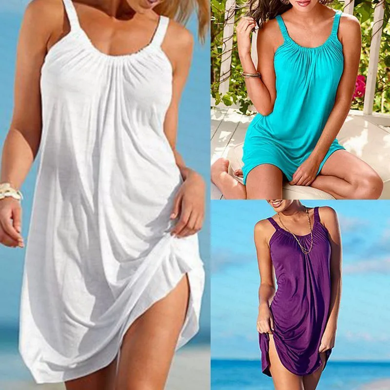 Летнее женское пляжное платье, сексуальный красно-белый купальник, женский пляжный халат, полотенце, открытая спина, слинг, мини пляжные платья для женщин