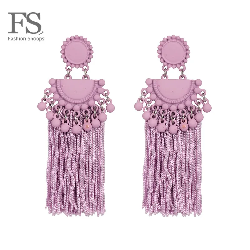 

FASHIONSNOOPS New Ethnic Handmade Long Thread Tassel Earrings Bohemian Fringed Oorbellen Big Statement Earring Fashion Jewelry