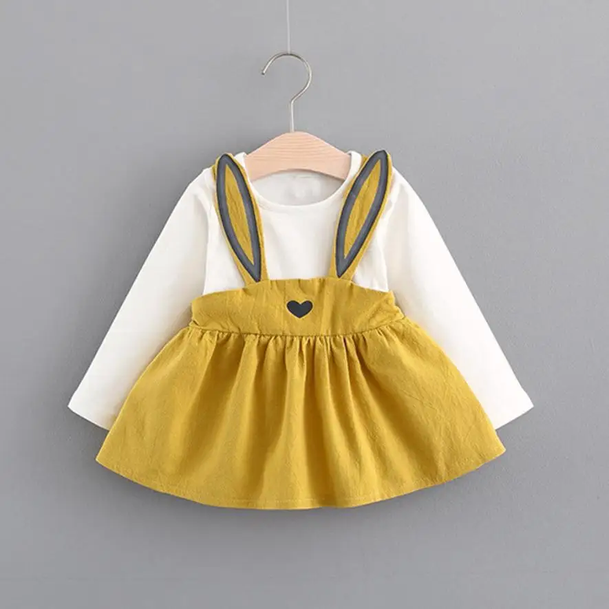 TELOTUNY/осенний детский бандажный костюм с милым кроликом для маленьких девочек от 0 до 3 лет мини-платье, dec19