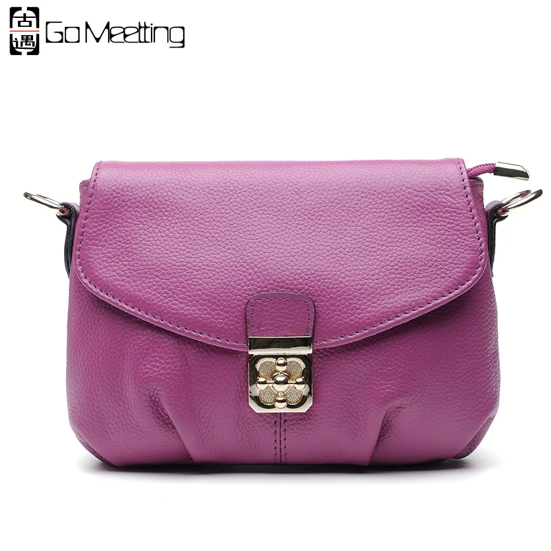 

Go Meetting Brand Genuine Leather Women Shoulder Bag High Quality Cowhide Ladies Crossbody Bags Lock Small Messenger Bag WD21