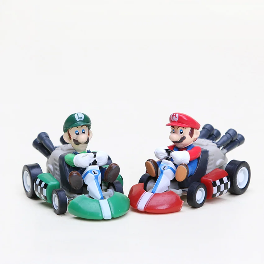 10 комплектов Super Mario Bros Kart Вытяните назад цифры, игровые фигурки, модель Супер Марио и Луиджи Йоши bowser персик гриб 6 шт./компл