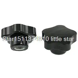 

2 Pcs 29mm Height 10.7mm Female Thread Diameter Black Star Knobs