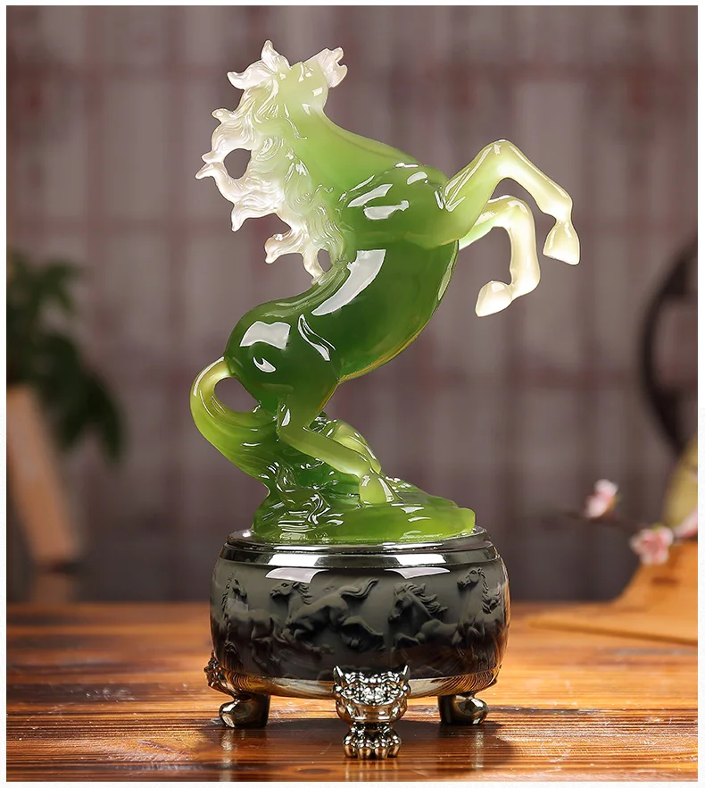 

30cm LARGE # office home Business TOP efficacious FENG SHUI Talisman Protection Money Drawing 3D crystal HORSE Sculpture statue