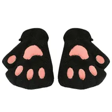 Г. Перчатки для девочек Kawaii кошачья лапа с когтями без пальцев зимние теплые перчатки на половину пальцев Варежки высокое качество перчатки унисекс# YL1