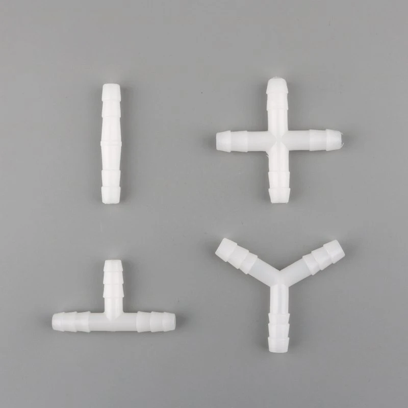 10pcs 8Mm Water Barb Tee Straight 4 way Connector Fish Tank Aquarium