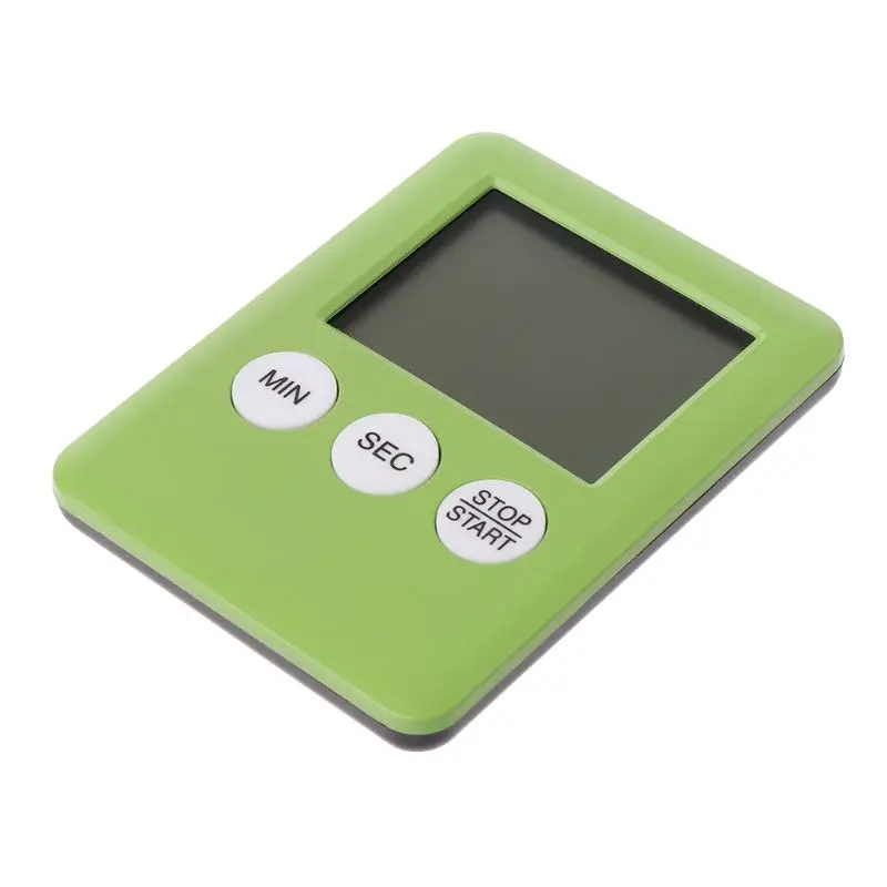 

New 3 Colors Super Thin Electronic LCD Digital Screen Kitchen Timer Square Cooking Count Up Countdown Alarm Magnet Clock qiang