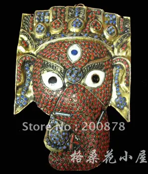 

HDC0733-1 Nepal brass handicrafts,17*24cm,Tibetan home Bar decor elephant Mask arts,folk arts