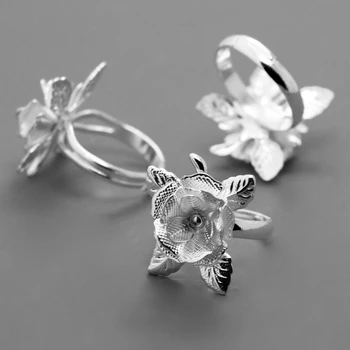

10pcs/lot 2019 New Trend Silver Plated Ring DIY Flower Ring Ladies Jewelry Making