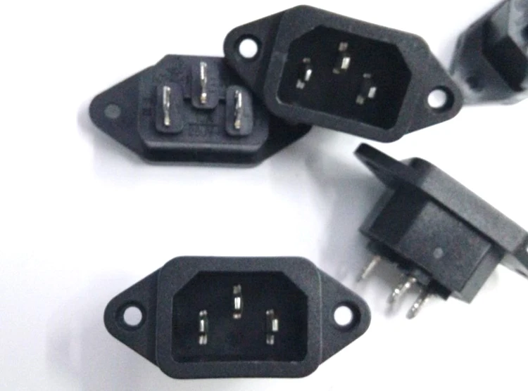 3 Pcs 3P IEC 320 C14 Male Plug Panel Power Inlet Sockets Connectors AC 250V 10A