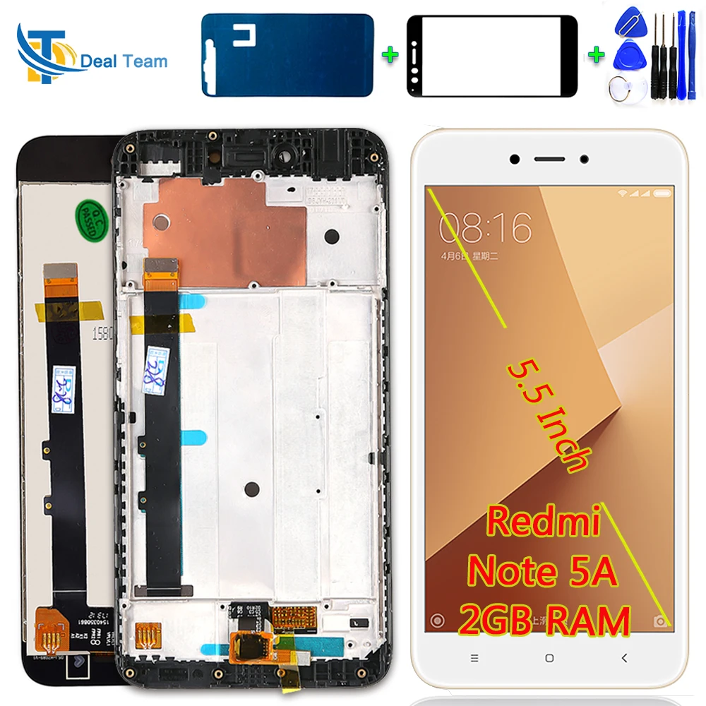 

Deal Team 5.5 inch LCD Display For Xiaomi Redmi Note 5A 2GB RAM Touch Screen For Y1 Lite Digitizer Assembly Frame with Free Tool
