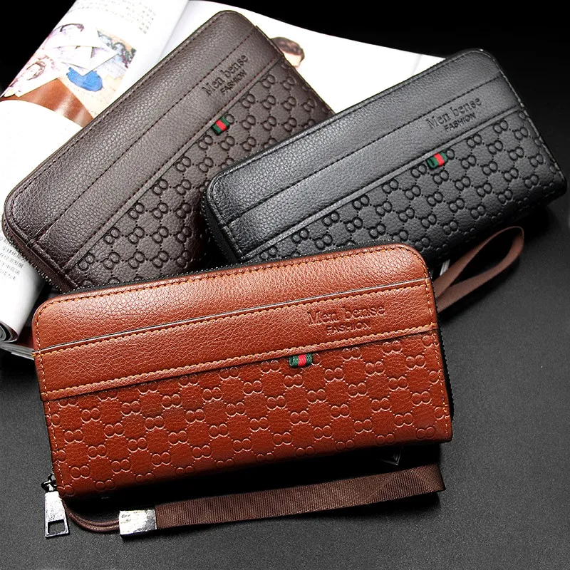 MenBense Functional Long Business Wallet Leather Zipper Purse Large Capacity Male Card Holder Clutch Bag Wrist wallets 888-5