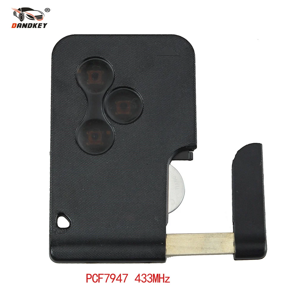 

Dandkey 3 Buttons Remote Control Key Fob 433MHz For Renault Megane For Scenic 2003-2008 Insert Small Key PCF7947 ID46 Chip
