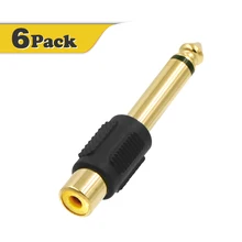 

6pcs VCE 6.35mm Mono Plug Male to RCA Female Audio Adapter