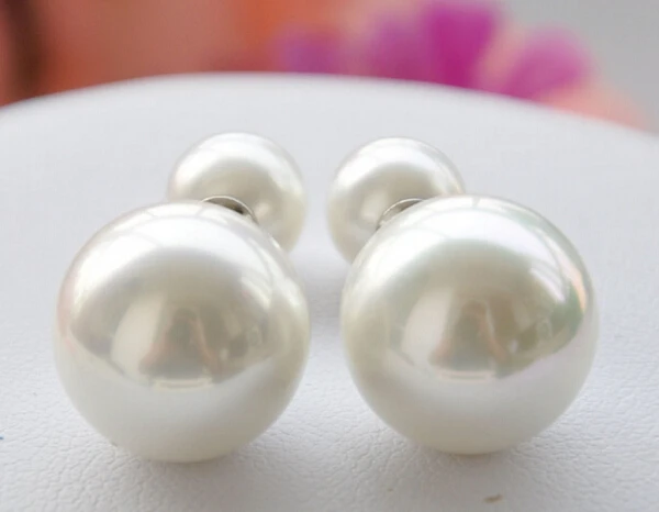 

Hot sell Noble- hot sell new - free shipping 12820 white ROUND south sea shell PEARL stud EARRING