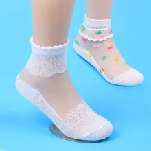 5 пар/партия, носки для девочек летние дышащие детские короткие носки до лодыжки для От 2 до 12 лет, детские мягкие хлопковые кружевные сетчатые носки принцессы