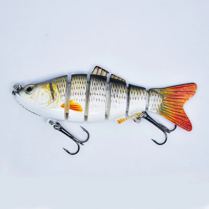 

ACEXPNM Bass Fishing Lure Multi Jointed Artificial Bait 6 Segments Lifelike Trout Swimbait Hard Crankbait With 6# Treble Hooks