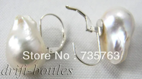 Xiuli 0047 14 мм белый барокко кеши возрождается пресноводного жемчуга серебряные серьги