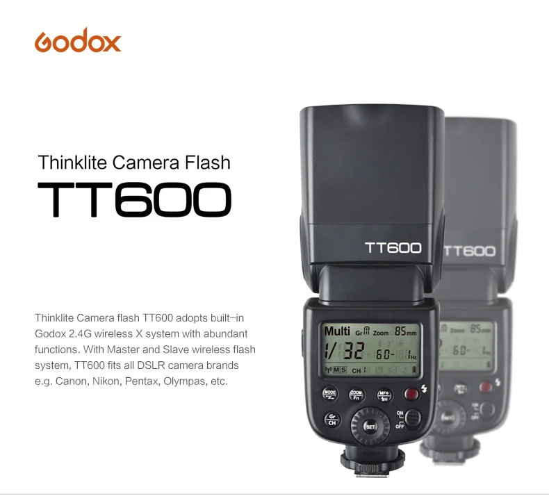 Беспроводная фотовспышка Godox TT600 TT600S 2,4G со встроенным триггером для SONY Canon Nikon Pentax Olympus Fuji