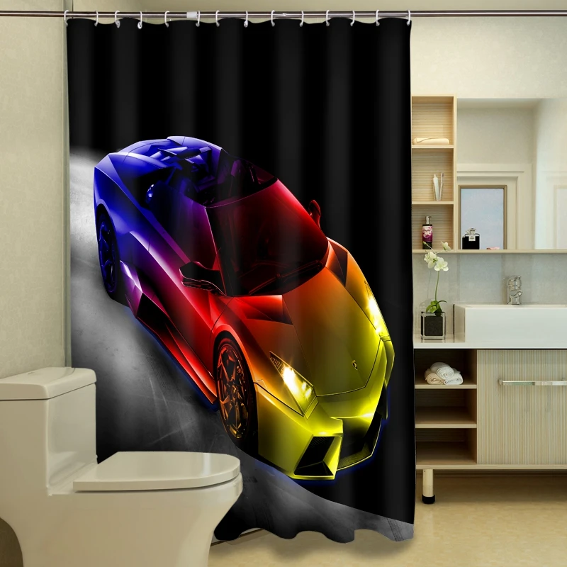 

3D Car Digital Printing Modern Design Polyester Shower Curtain Waterproof Home Decor Bathroom Curtains Shower Curtain