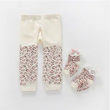 Хлопковые детские леггинсы цвета слоновой кости весенне-осенние детские штаны с принтом leparod детские легинсы для малышей от 0 до 24 месяцев+ носки, комплект