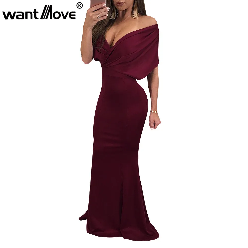 Buy Wantmove Knitting Party Dress 2018 Fashion Sexy Club Women Long Dresses V