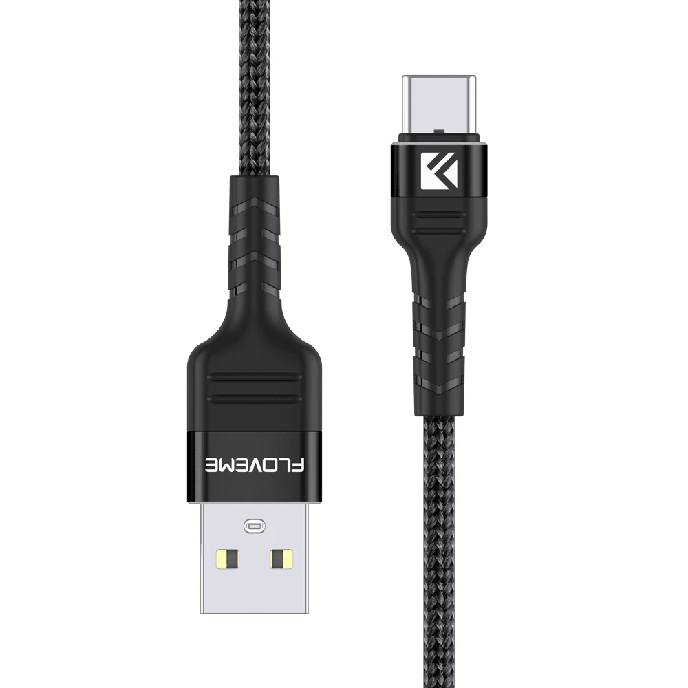 FLOVEME USB телефонный кабель для samsung Usb type C кабель 3,1 Быстрая зарядка данных синхронизировать мобильный телефон провод type c для huawei для Xiaomi - Цвет: Black