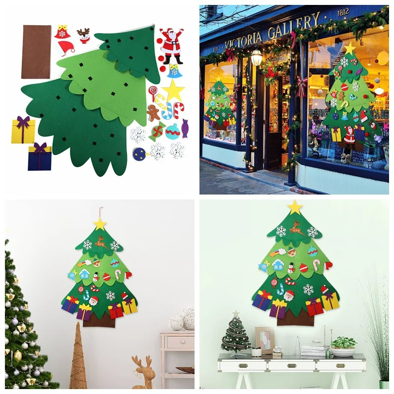 

New Merry Christmas Tree Colorful Windows Stickers Clings Elk Christmas Tree Glass Door Window Decals