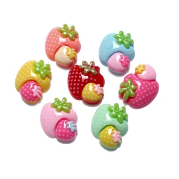 

LF 50Pcs Mixed Strawberry Resin Decoration Crafts Beads Flatback Cabochon Scrapbooking Embellishments Kawaii Diy Accessories