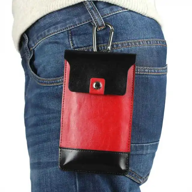 Роскошная кожаная поясная сумка чехол для сотового телефона и iPhone 6 S samsung J5 Meizu M3 Примечание 4,5-5,5 дюймов чехол для телефона с держатель для карт чехол для телефона - Цвет: Black Red
